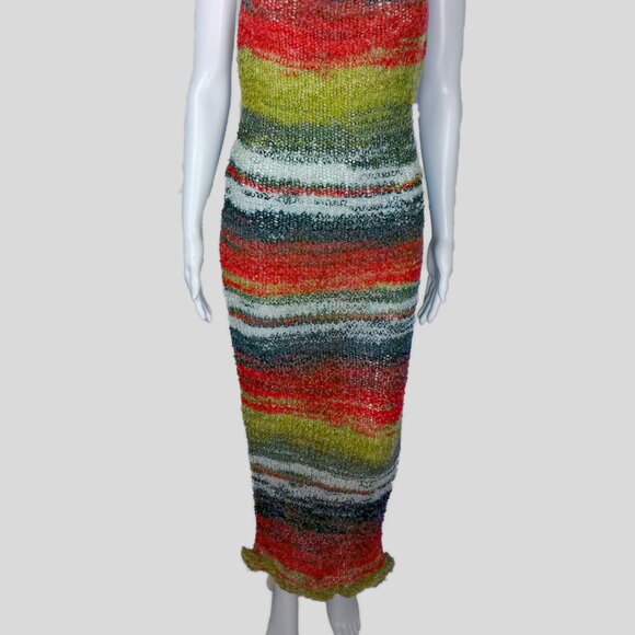 Oookies Wear Multicolor Mohair Knit Halter Maxi Dress - Picture 2 of 6